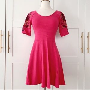 Free People Embroidered Floral Sleeve Dress